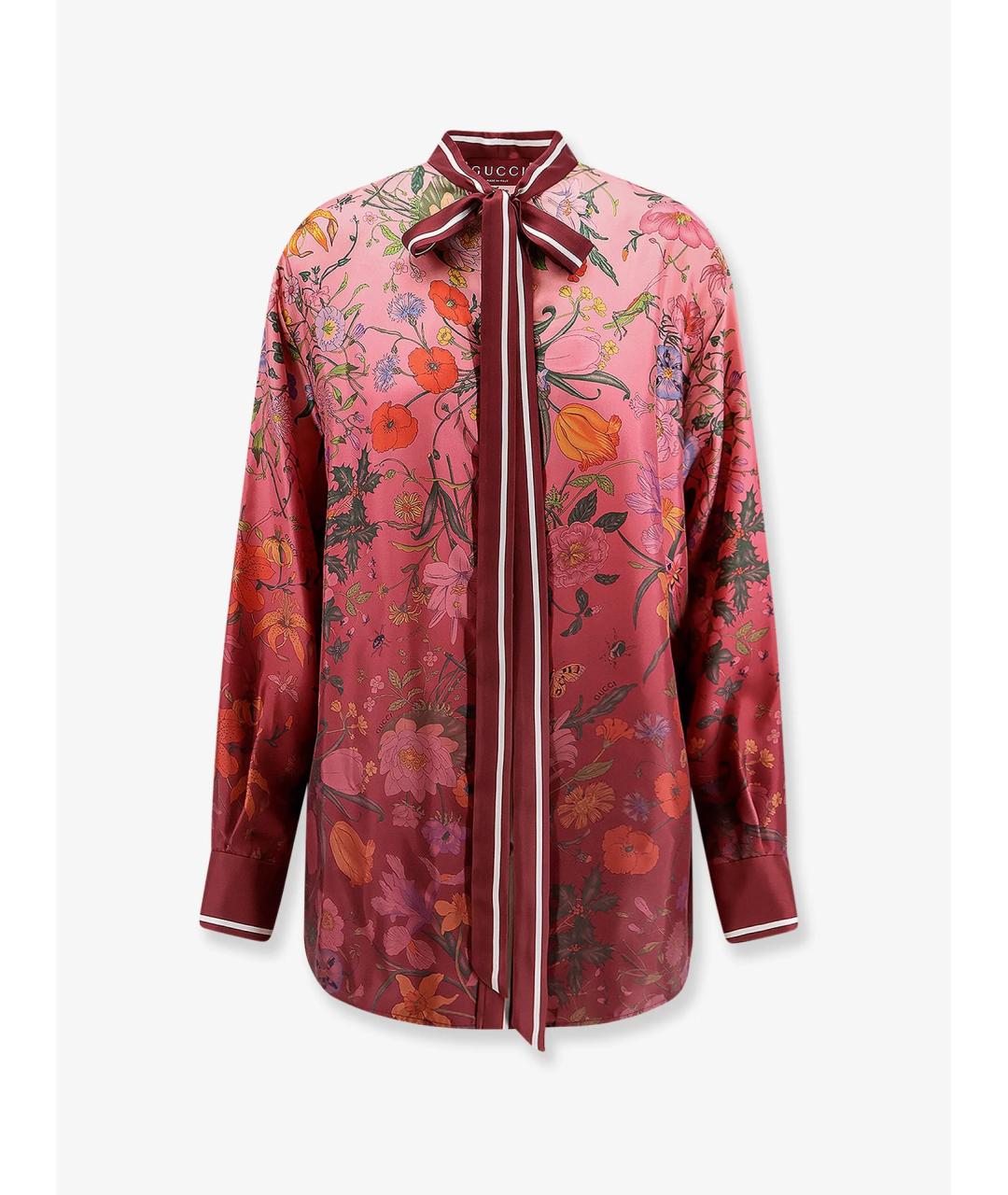 GUCCI Красная шелковая блузы, фото 4