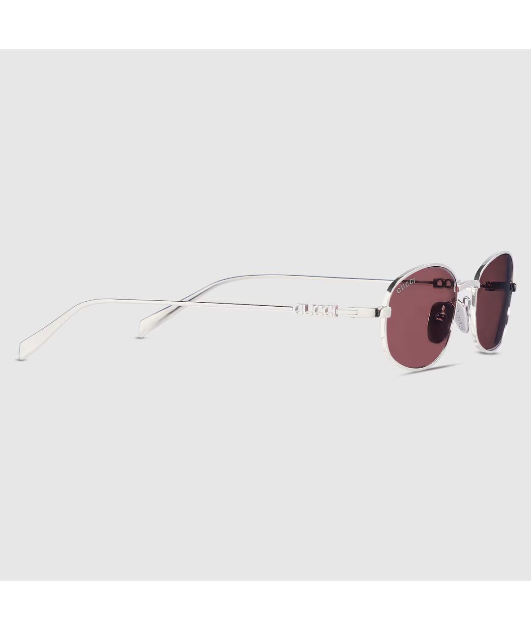 GUCCI Серебряные металлические солнцезащитные очки, фото 3