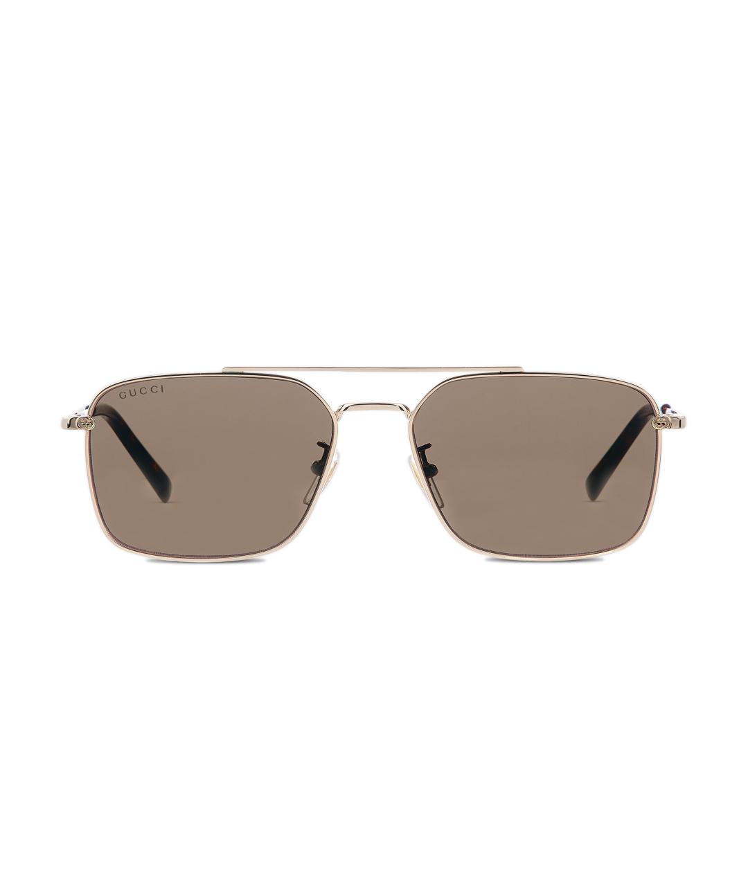 GUCCI Золотые металлические солнцезащитные очки, фото 1