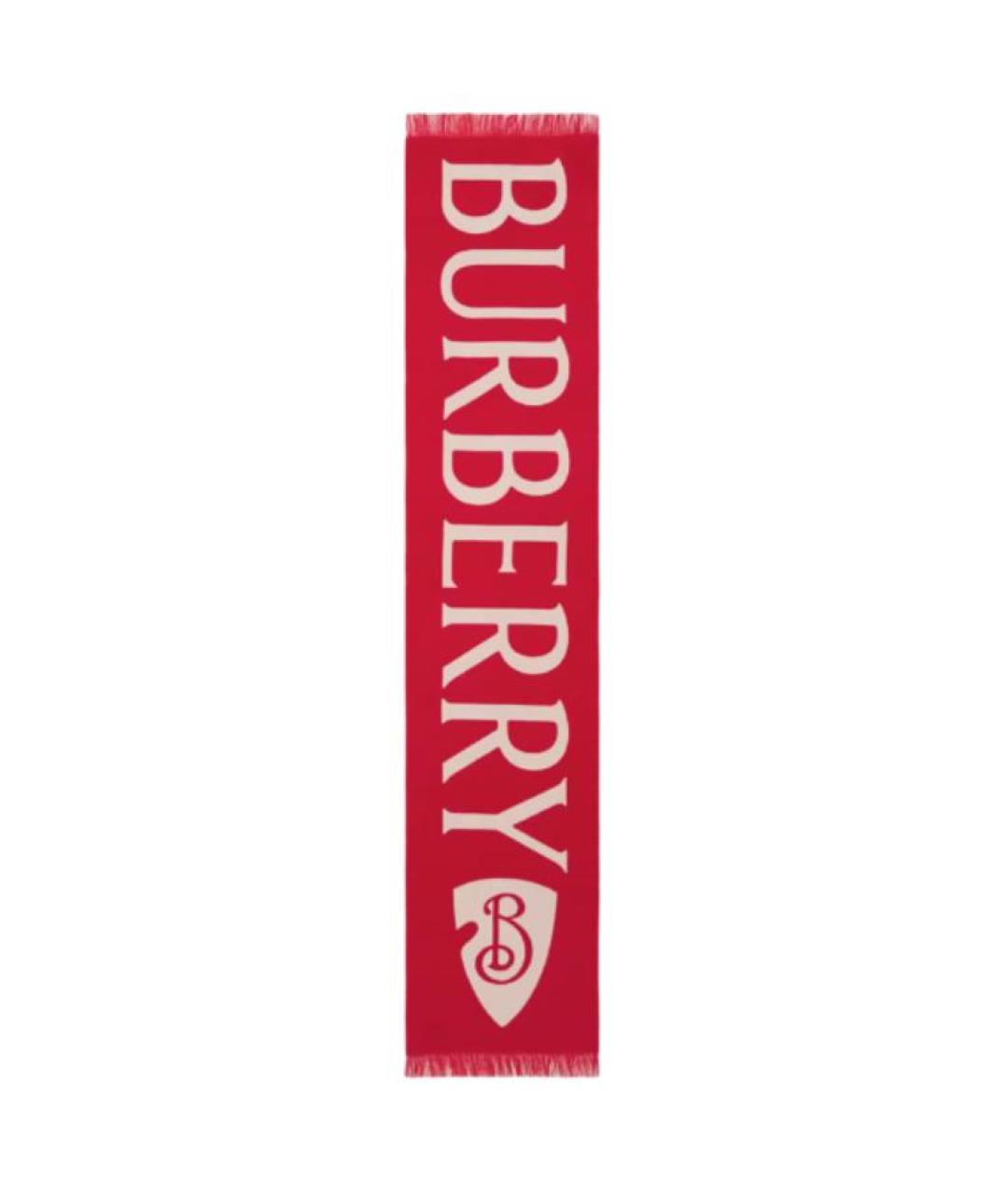 BURBERRY Красный шерстяной шарф, фото 3