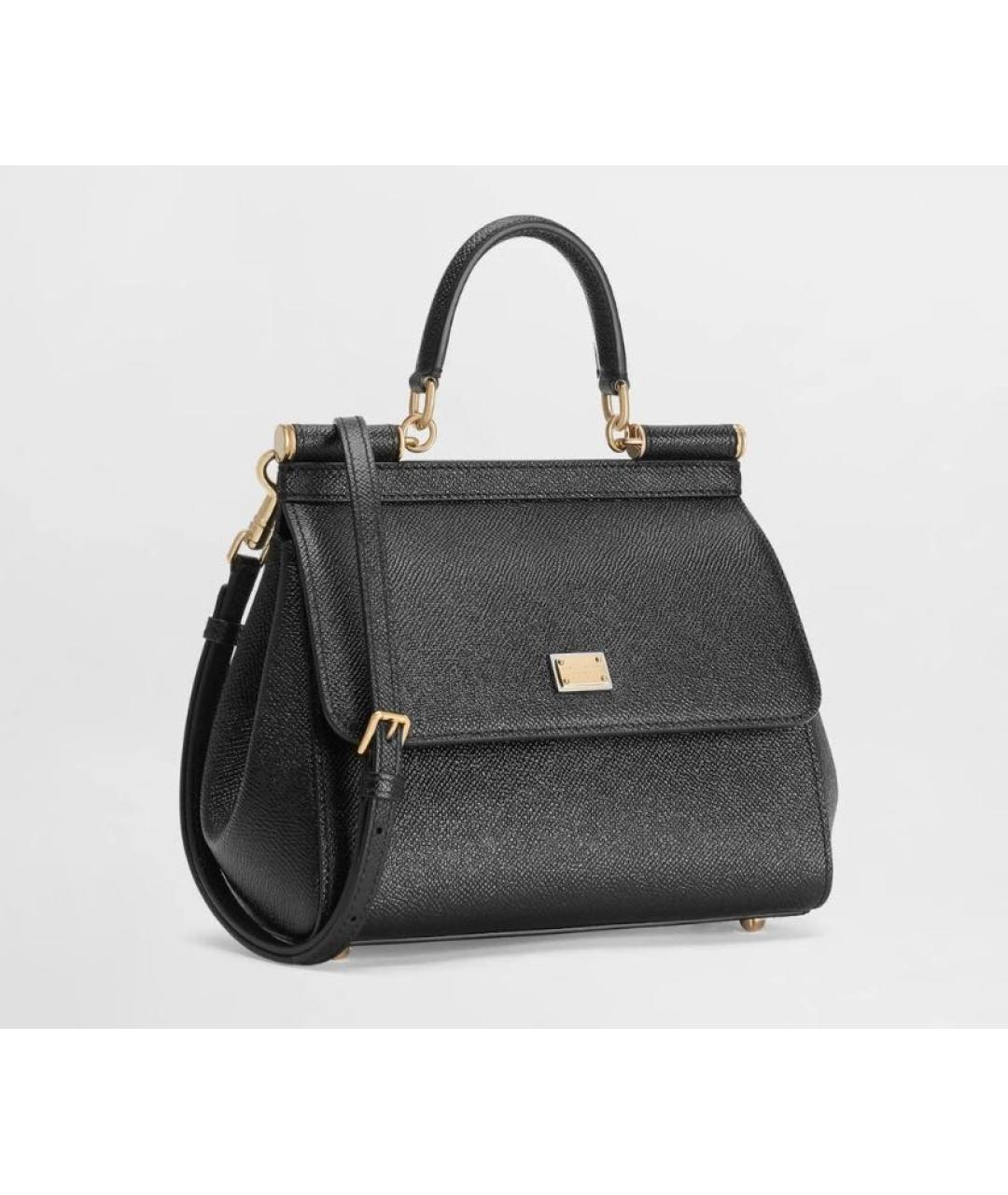 DOLCE&GABBANA Черная кожаная сумка с короткими ручками, фото 5