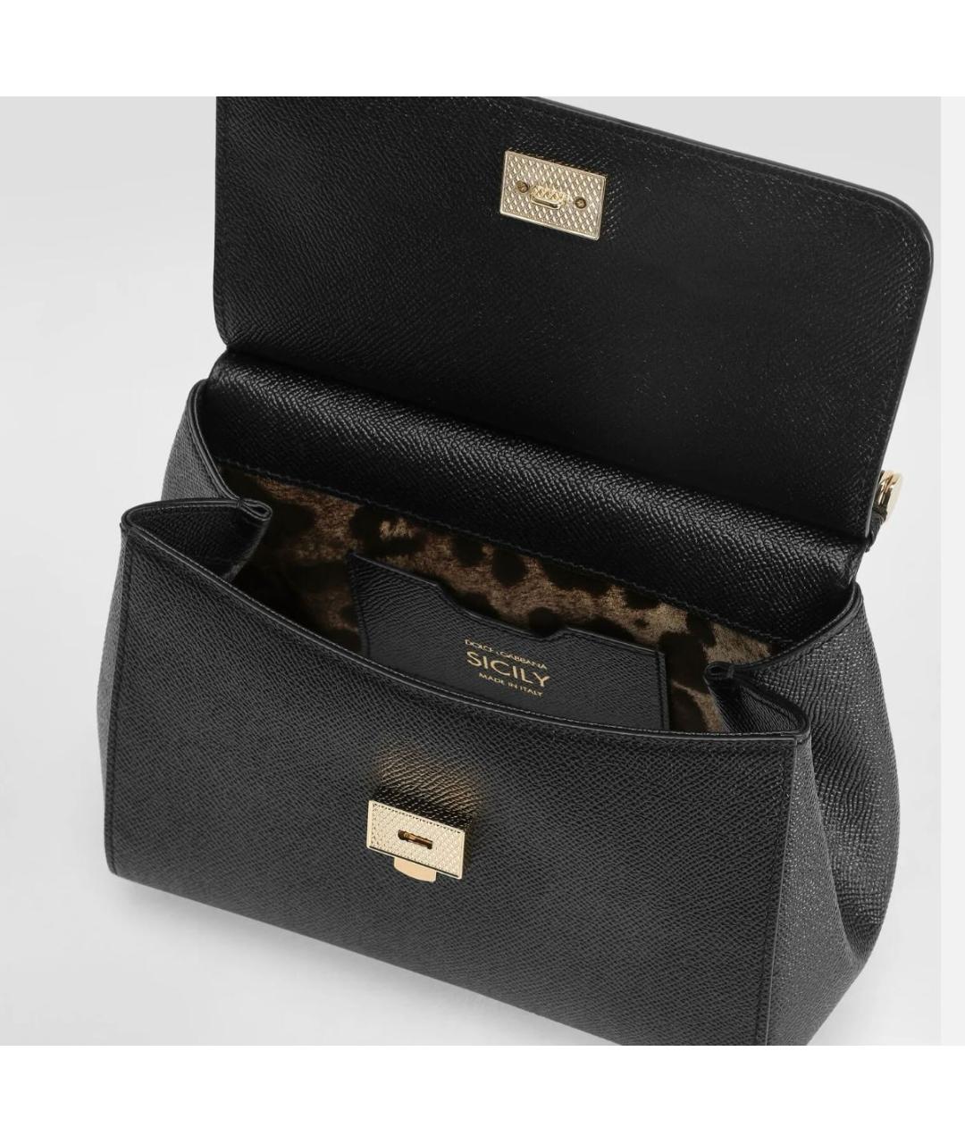 DOLCE&GABBANA Черная кожаная сумка с короткими ручками, фото 2