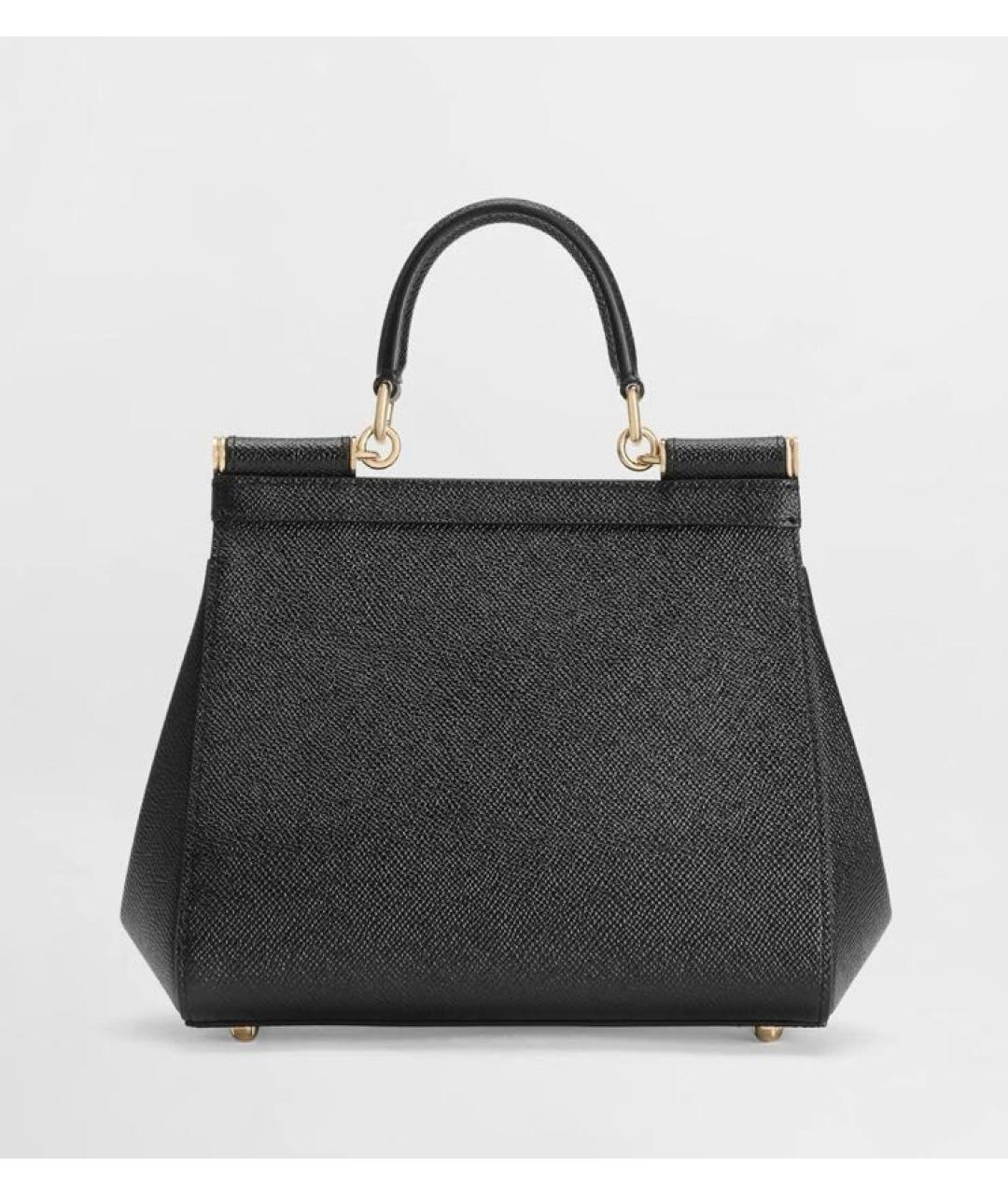 DOLCE&GABBANA Черная кожаная сумка с короткими ручками, фото 4