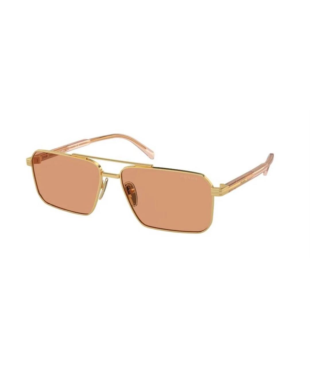 PRADA Золотые металлические солнцезащитные очки, фото 1