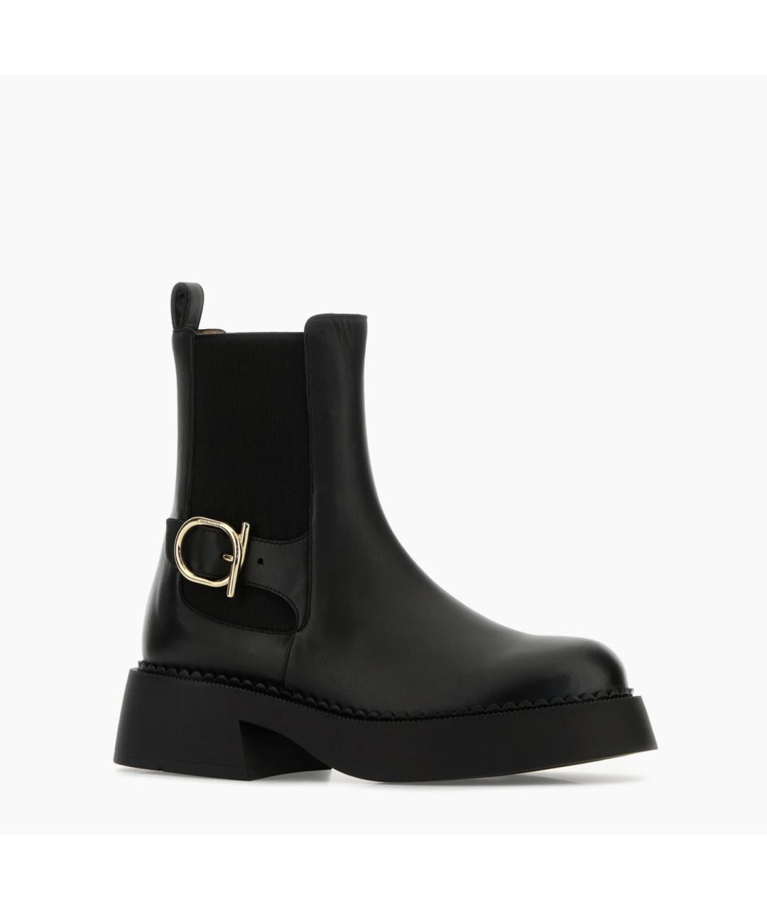 FERRAGAMO Черные кожаные сапоги, фото 2