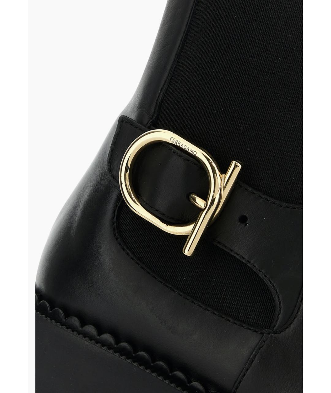 FERRAGAMO Черные кожаные сапоги, фото 4
