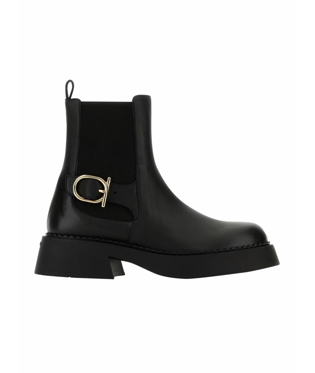 FERRAGAMO Черные кожаные сапоги, фото 1