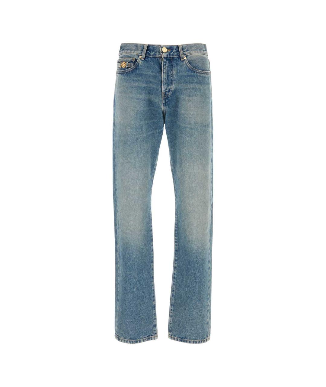 VERSACE Голубые хлопковые прямые джинсы, фото 1