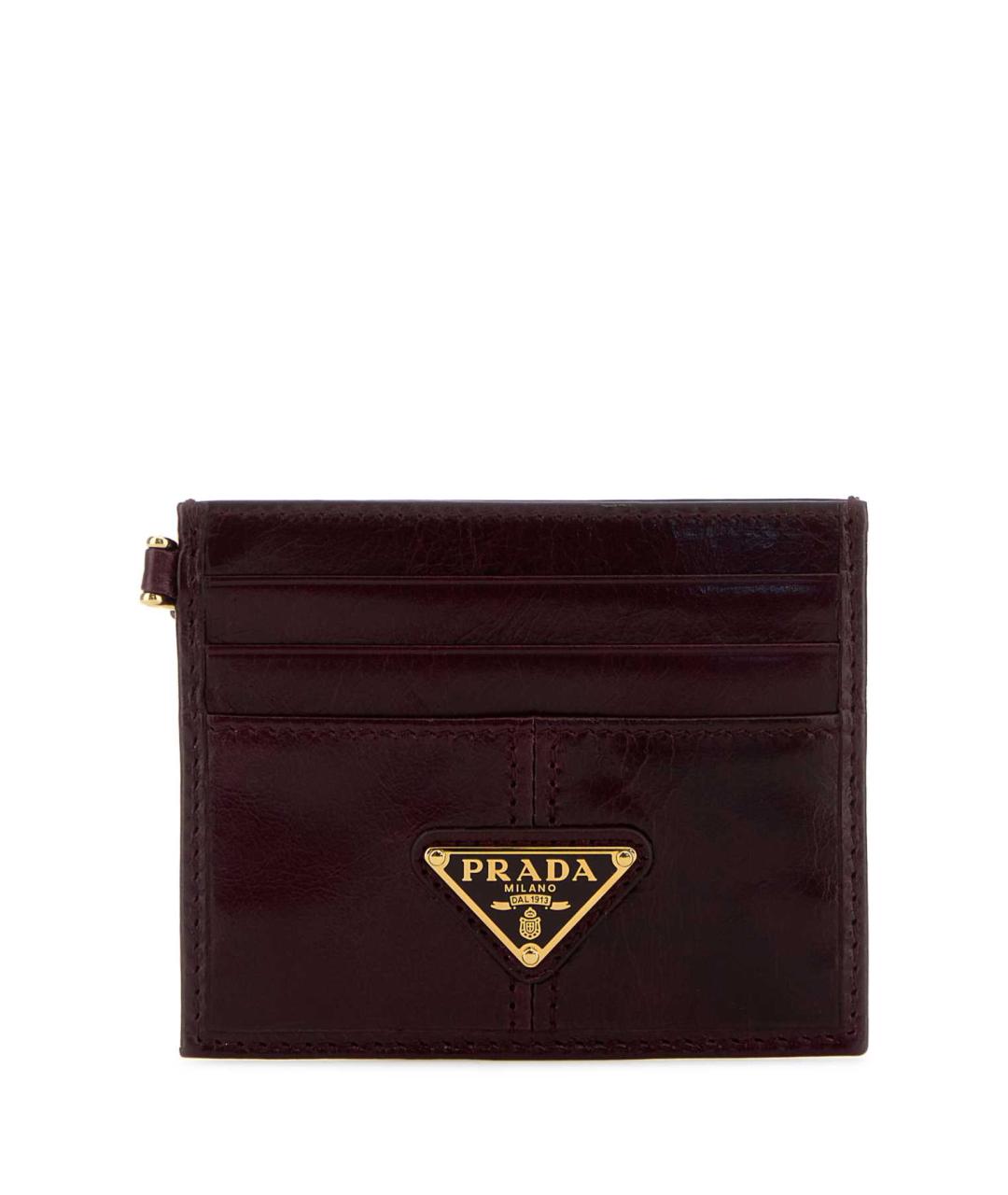 PRADA Бордовый кожаный кардхолдер, фото 1