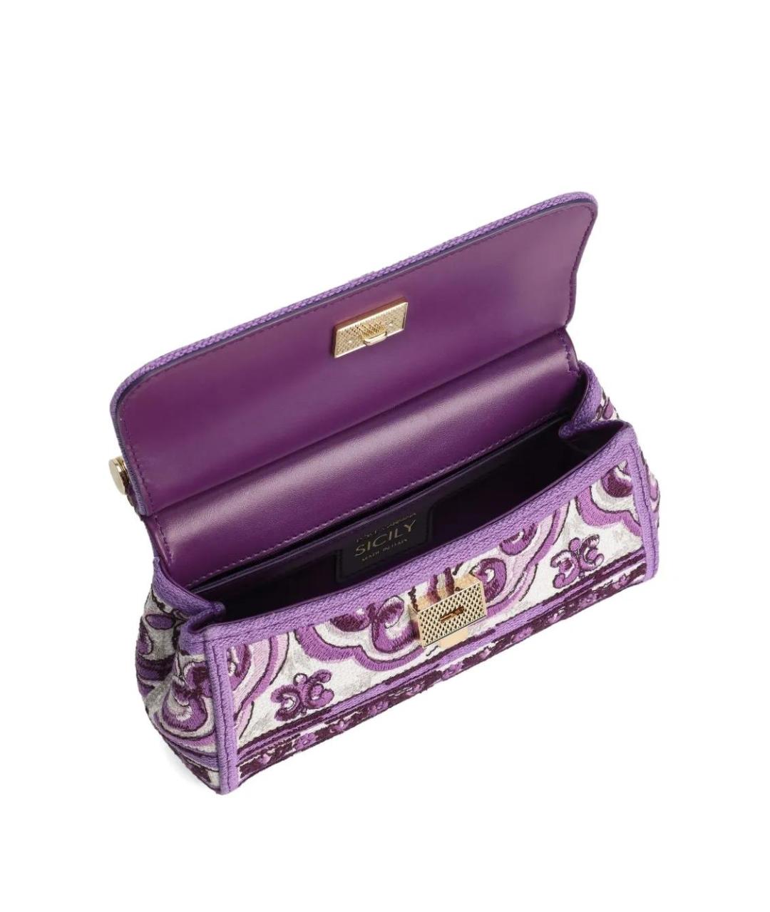 DOLCE&GABBANA Фиолетовая хлопковая сумка с короткими ручками, фото 6