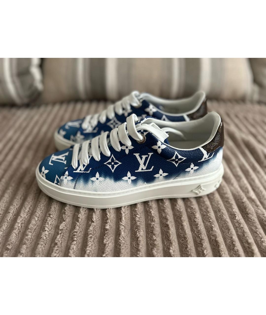 LOUIS VUITTON Синие кожаные кеды, фото 9