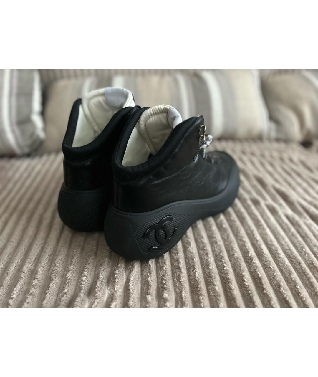 CHANEL Черные кожаные ботинки, фото 4
