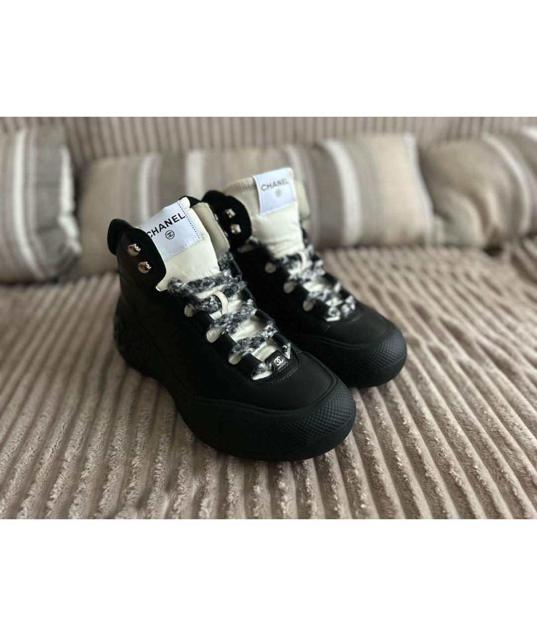 CHANEL Черные кожаные ботинки, фото 2