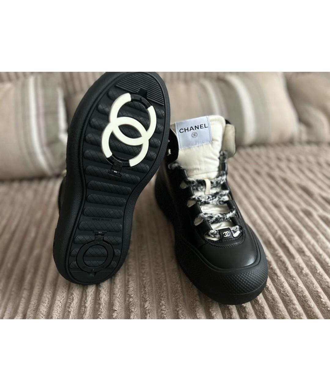 CHANEL Черные кожаные ботинки, фото 7