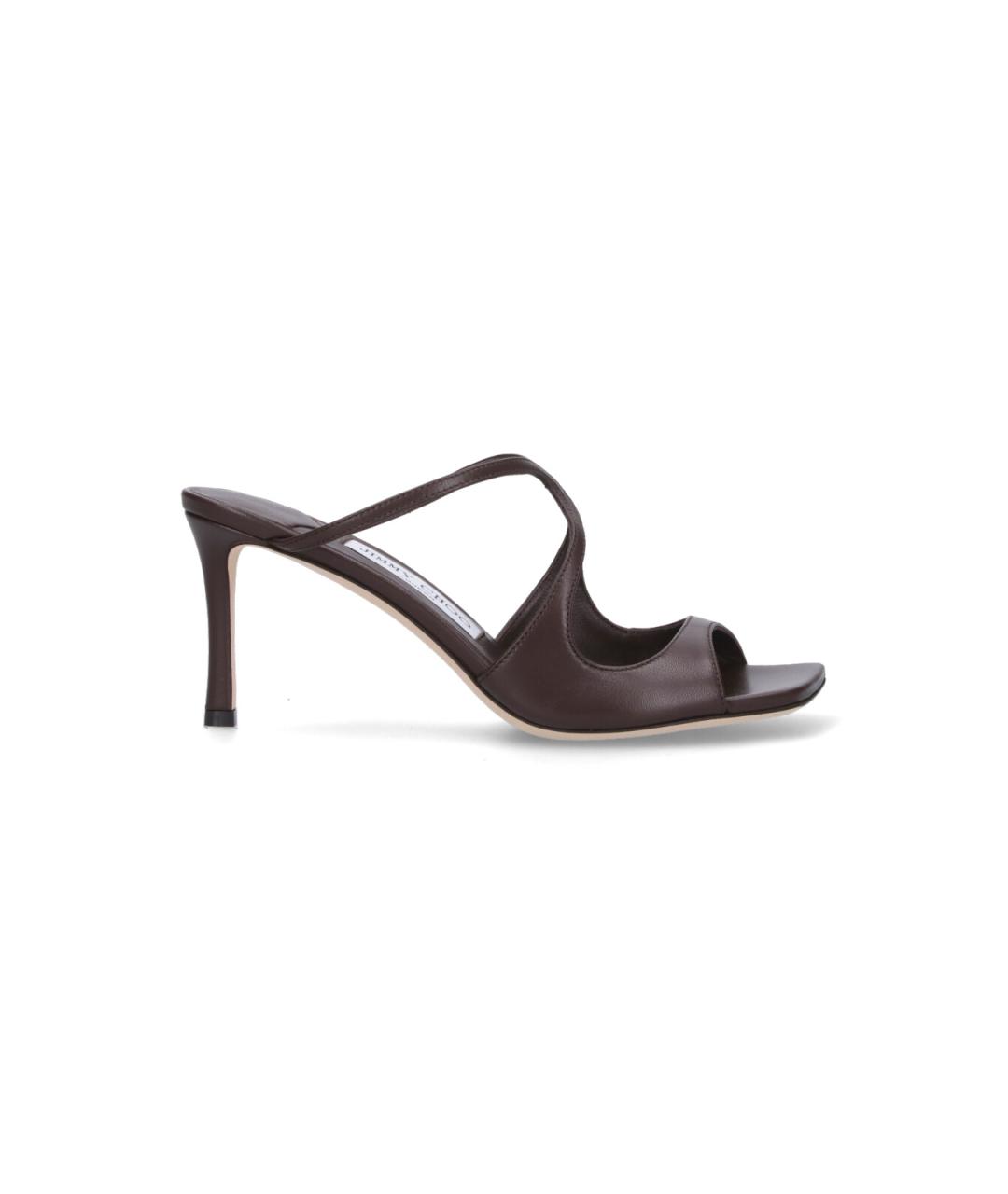 JIMMY CHOO Коричневые кожаные мюли, фото 1