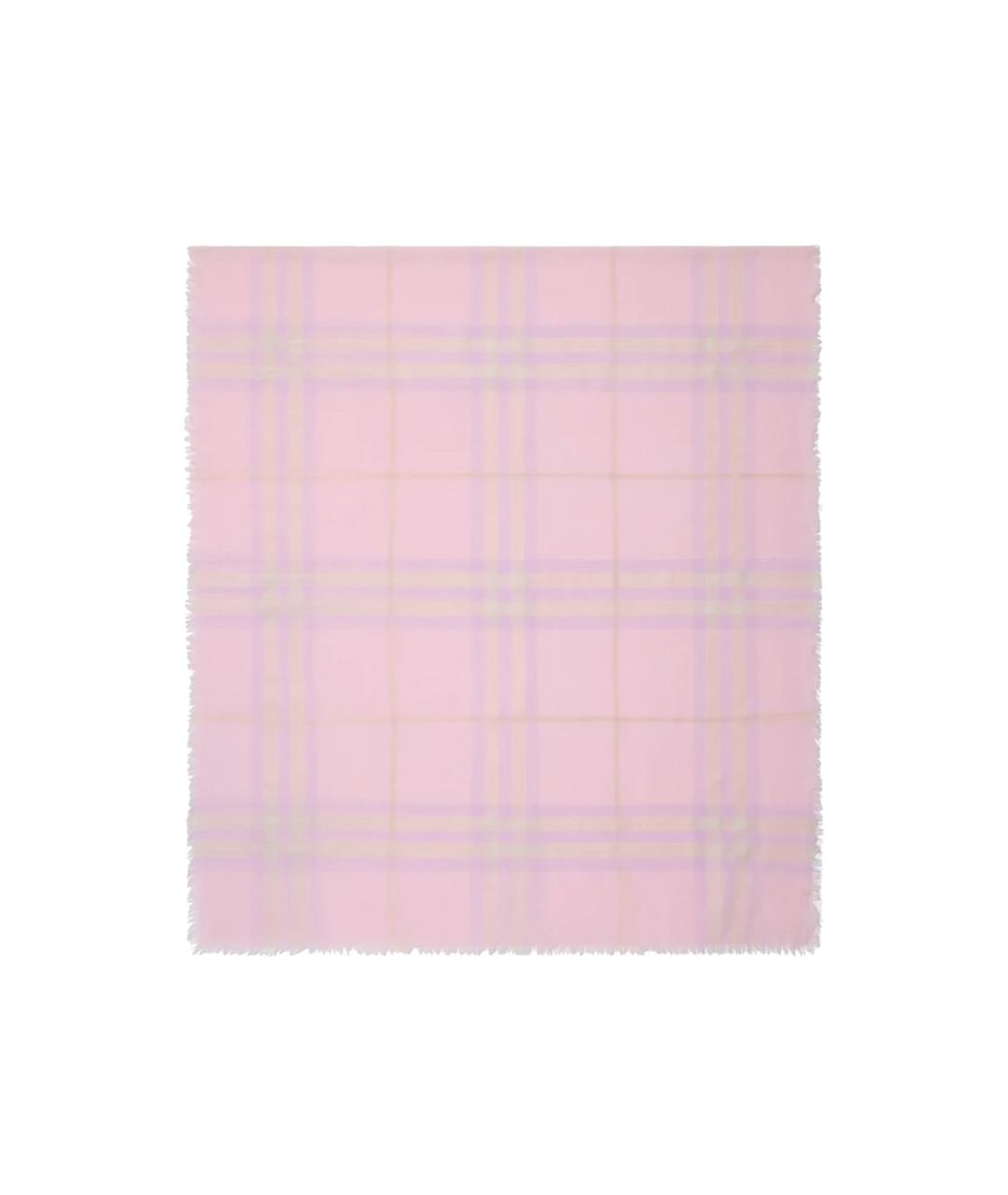 BURBERRY Розовый шерстяной шарф, фото 2