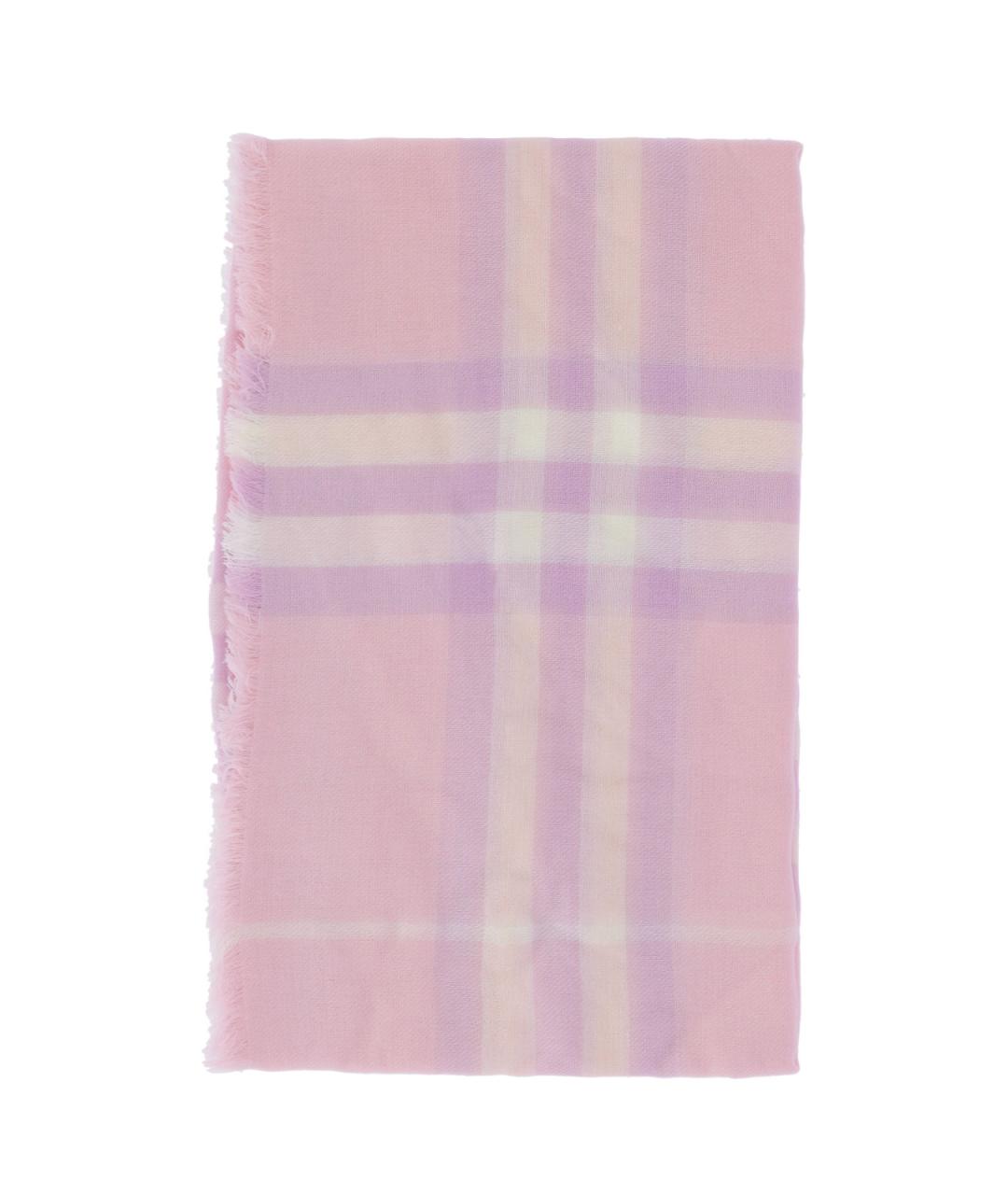 BURBERRY Розовый шерстяной шарф, фото 1