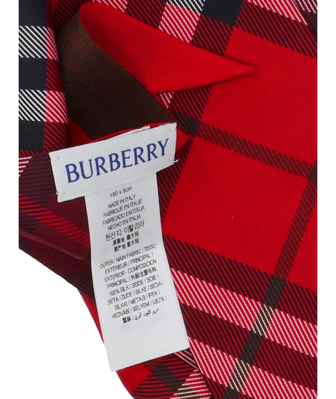 BURBERRY Красный шелковый шарф, фото 3