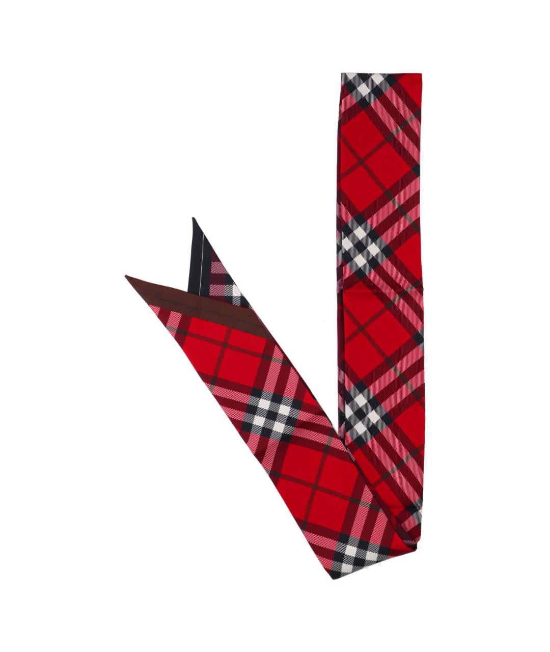 BURBERRY Красный шелковый шарф, фото 1