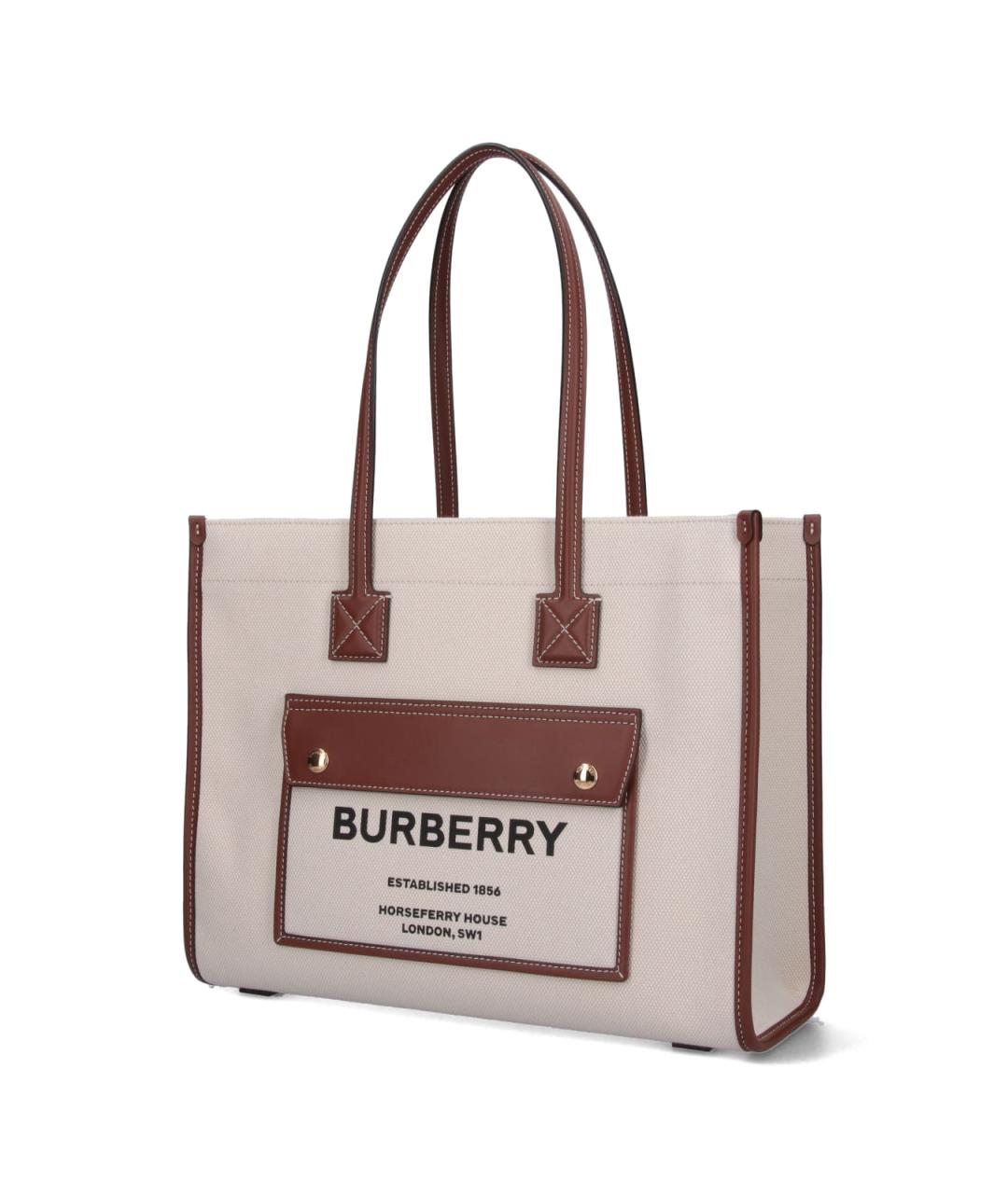 BURBERRY Бежевая хлопковая сумка тоут, фото 3