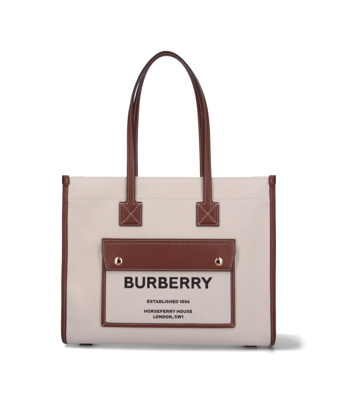 BURBERRY Бежевая хлопковая сумка тоут, фото 1