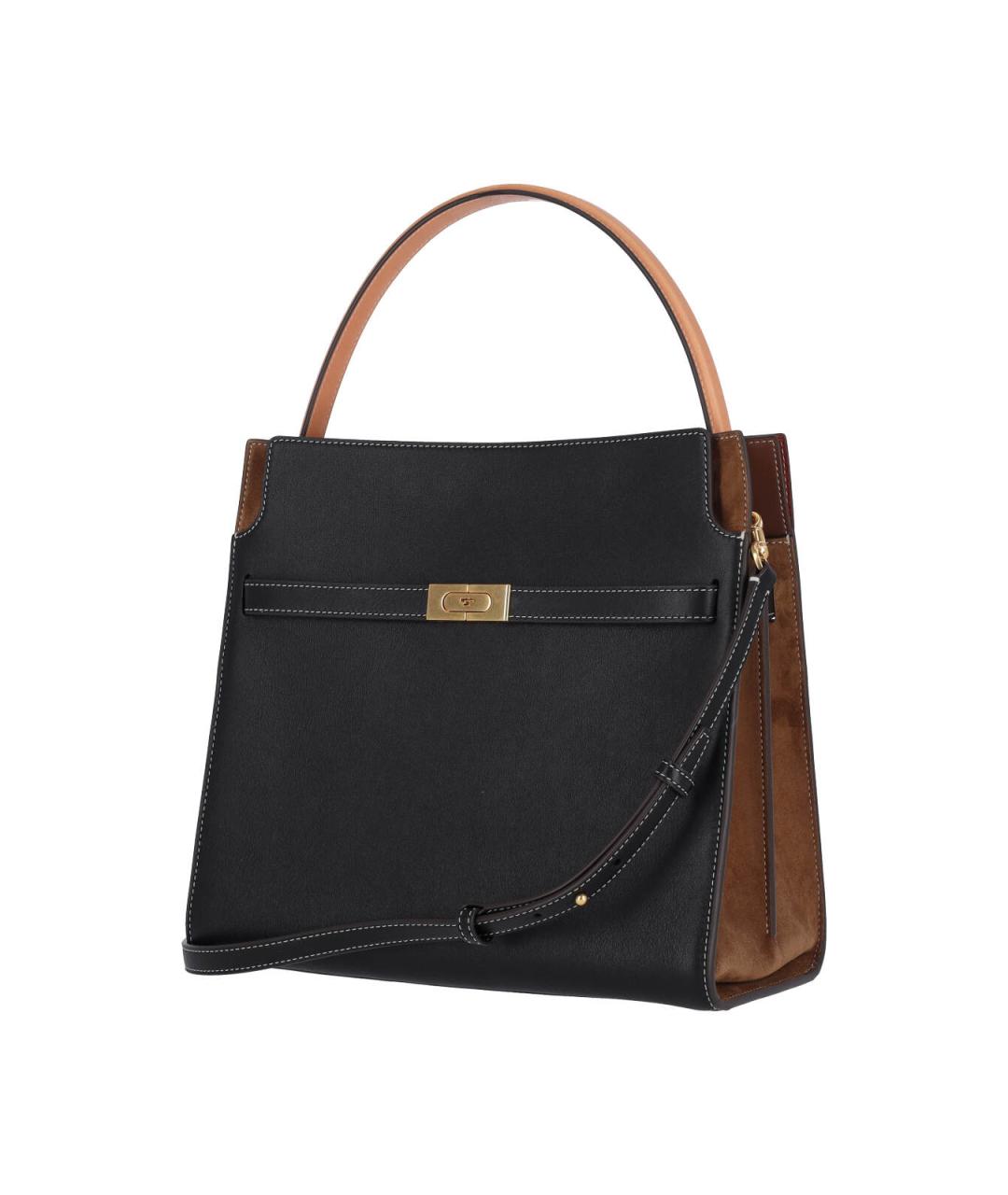 TORY BURCH Черная кожаная сумка тоут, фото 2