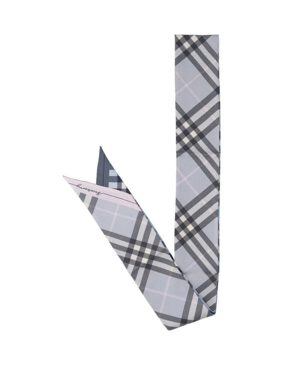 BURBERRY Серый шелковый шарф, фото 1