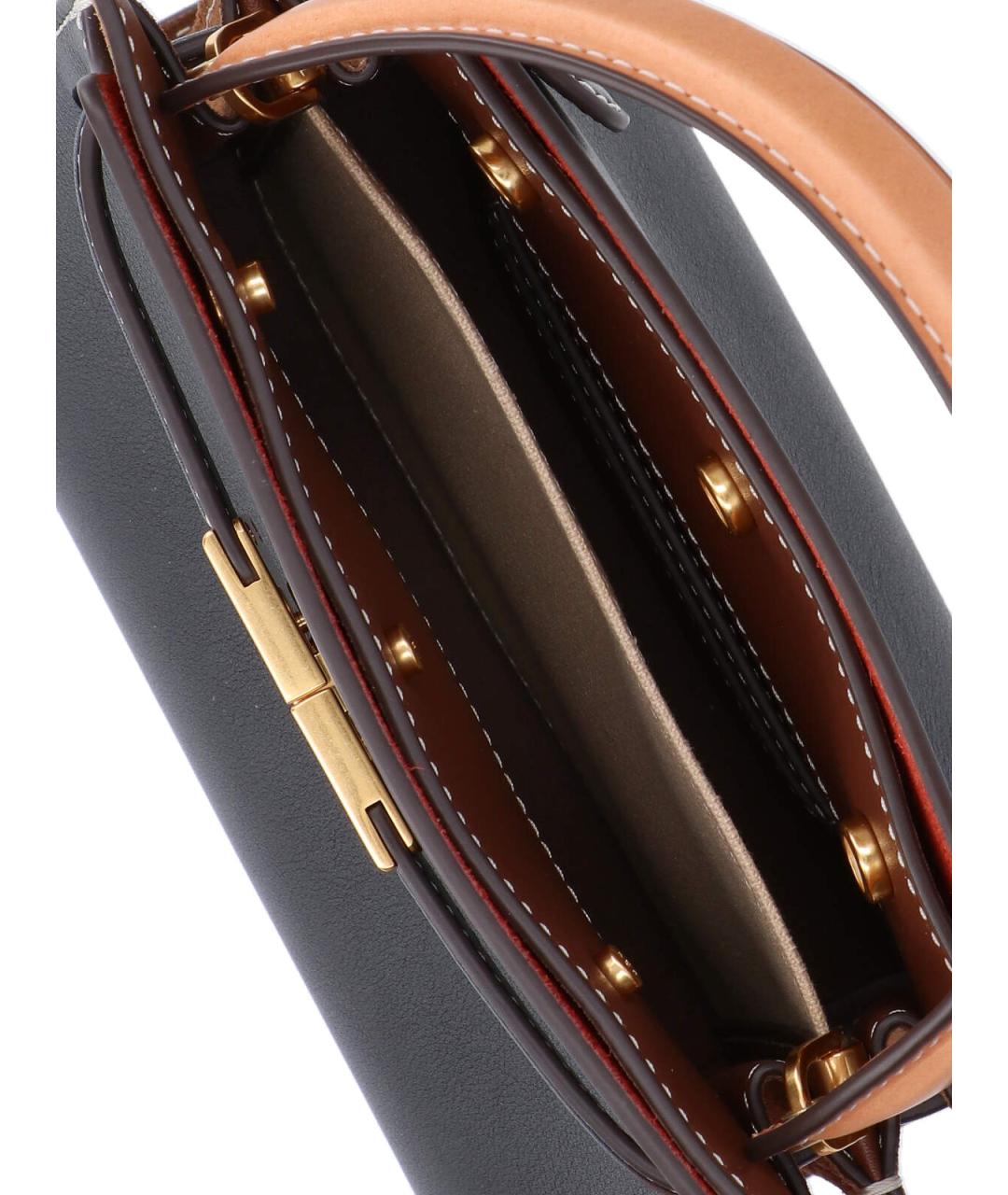 TORY BURCH Черная кожаная сумка с короткими ручками, фото 4