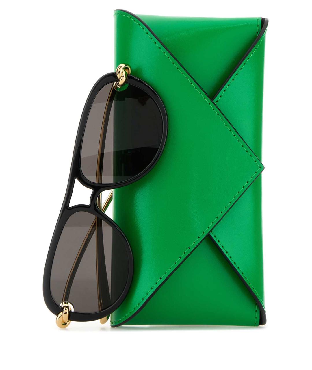 BOTTEGA VENETA Золотые металлические солнцезащитные очки, фото 3