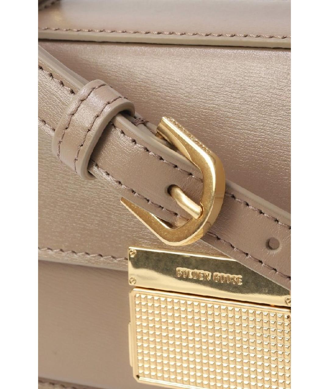 GOLDEN GOOSE DELUXE BRAND Бежевая кожаная сумка с короткими ручками, фото 4