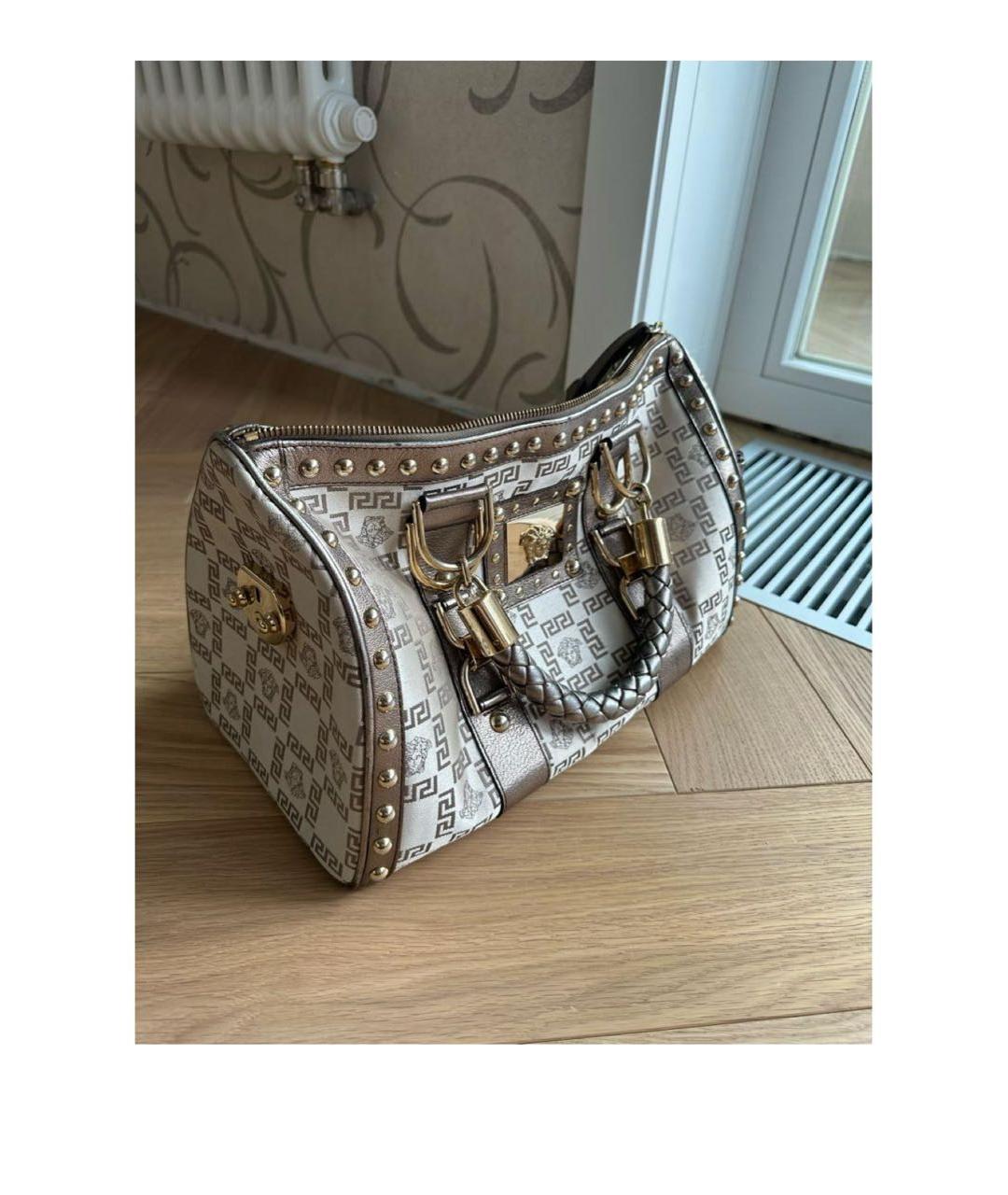 VERSACE Бежевая тканевая сумка тоут, фото 2