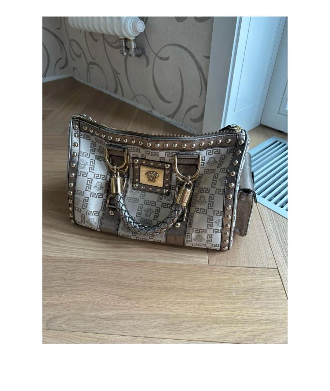 VERSACE Бежевая тканевая сумка тоут, фото 3