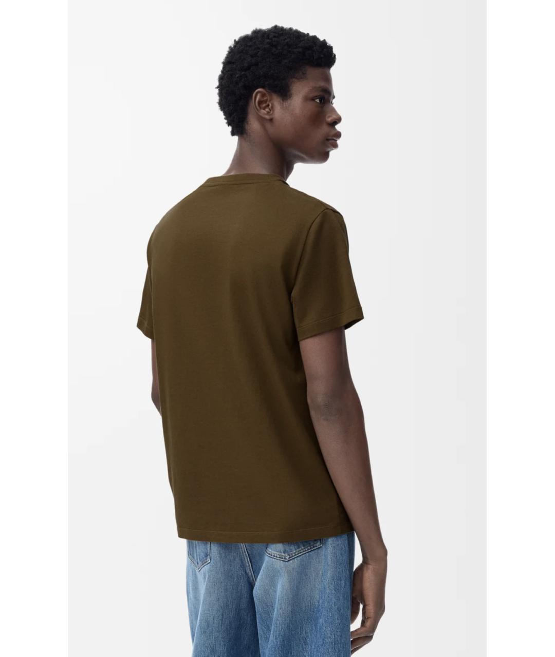 LOEWE Хаки хлопковая футболка, фото 3