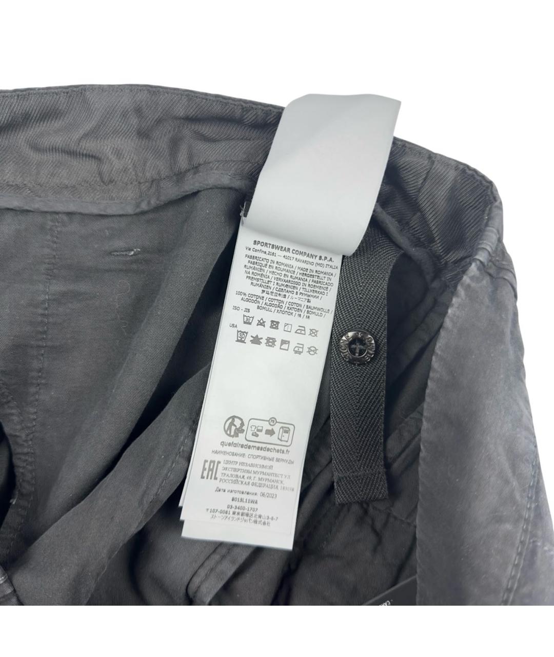 STONE ISLAND Черные хлопковые шорты, фото 5