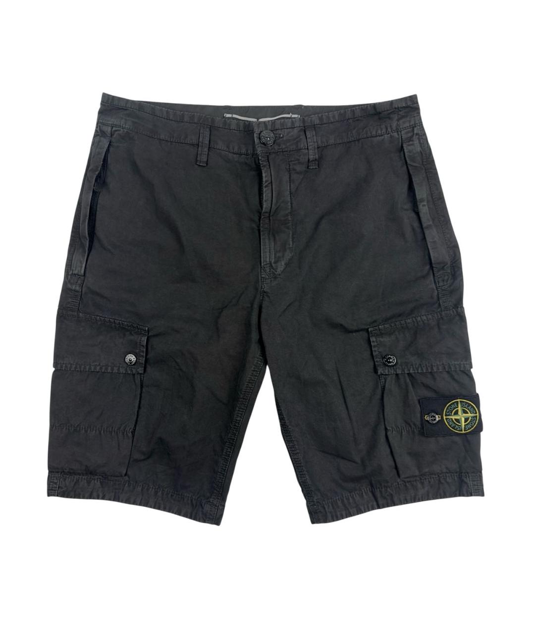 STONE ISLAND Черные хлопковые шорты, фото 1