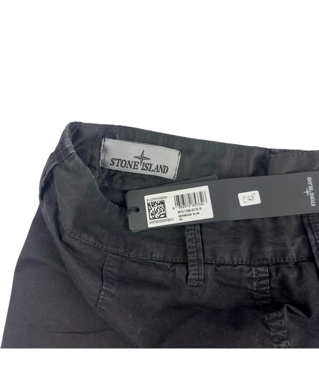 STONE ISLAND Черные хлопковые шорты, фото 3