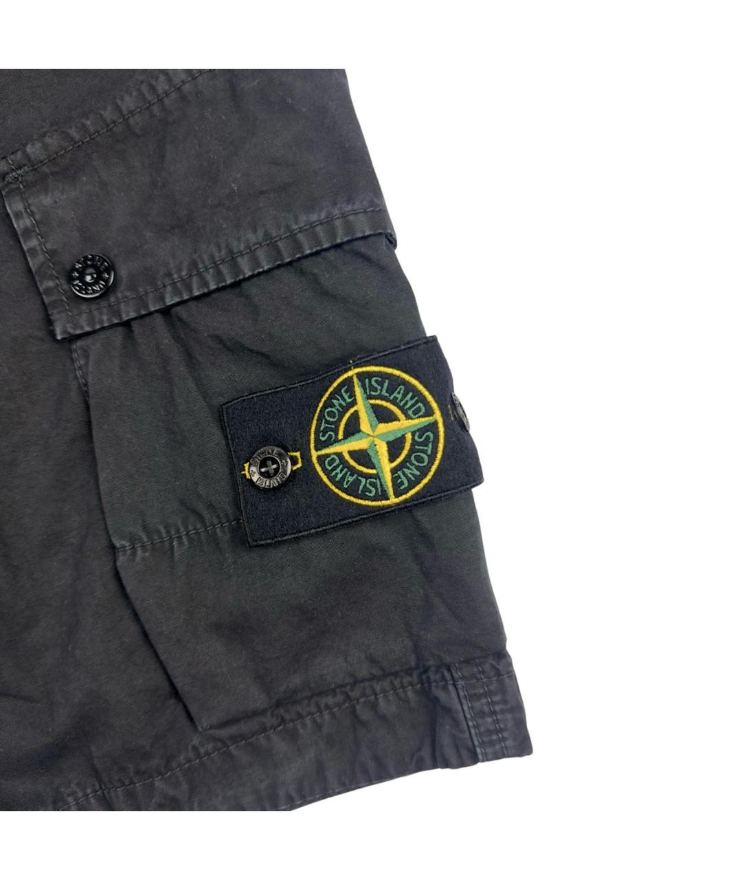 STONE ISLAND Черные хлопковые шорты, фото 4