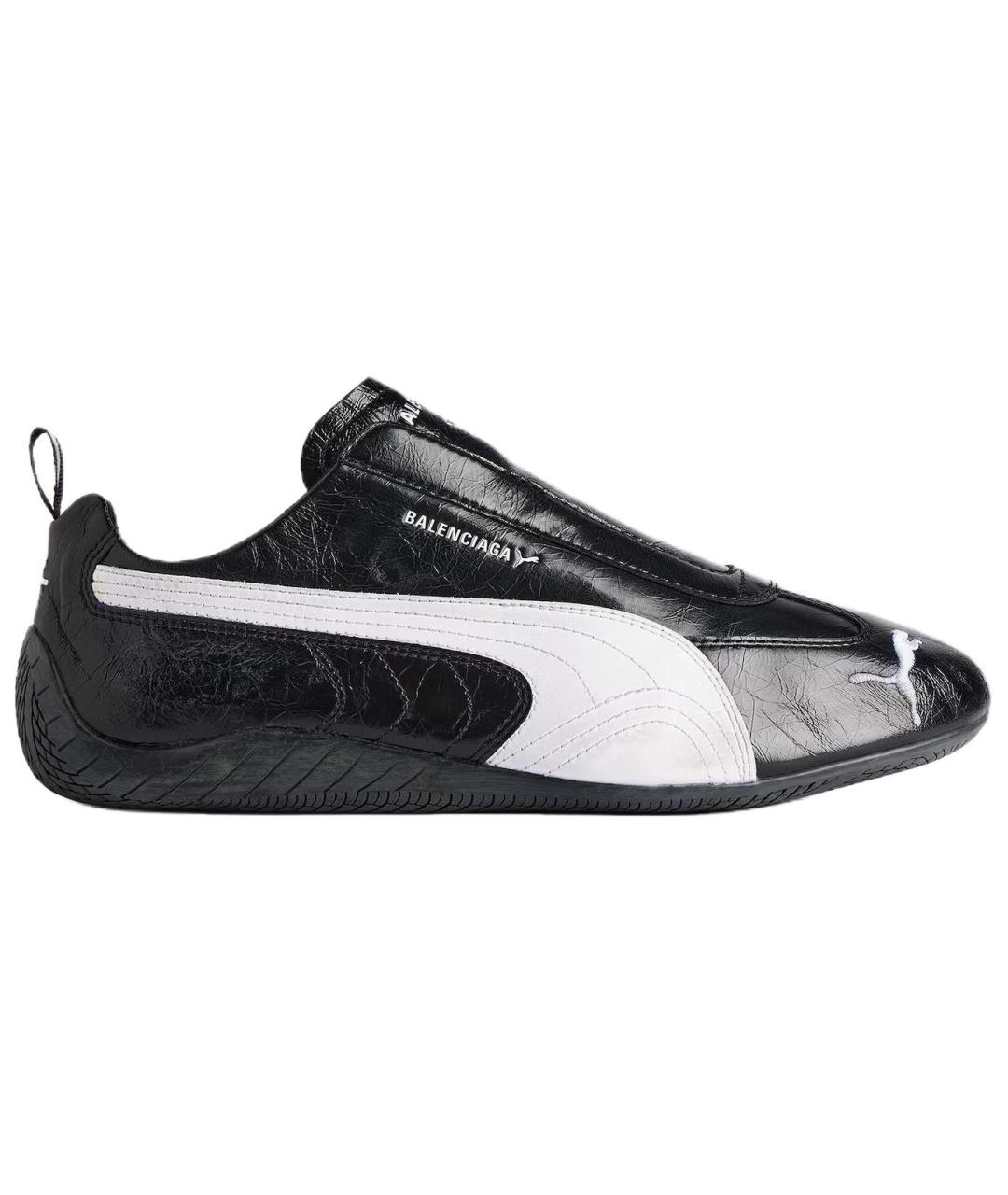 BALENCIAGA Черные кожаные низкие кроссовки / кеды, фото 1