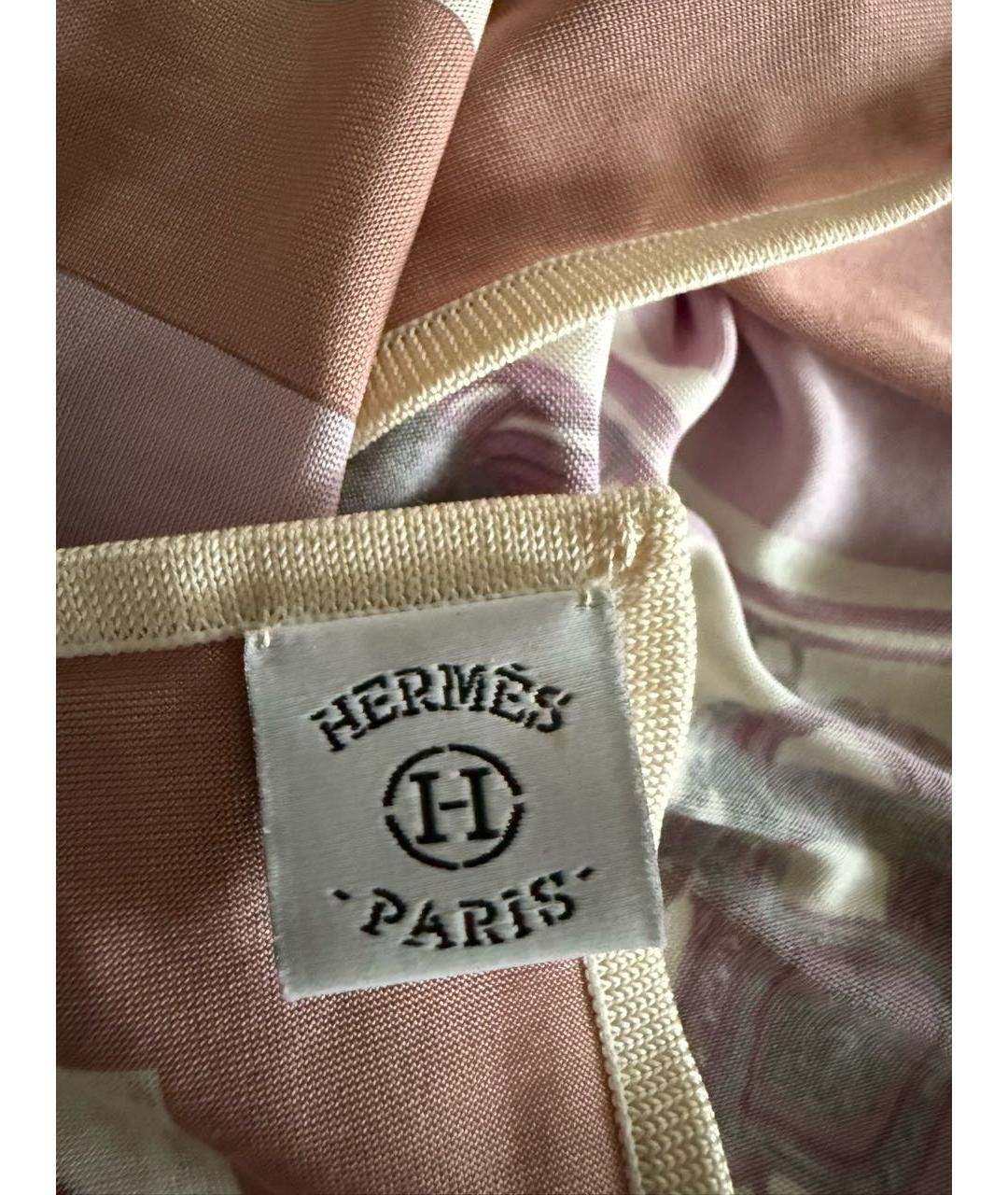HERMES Розовый шелковый платок, фото 4