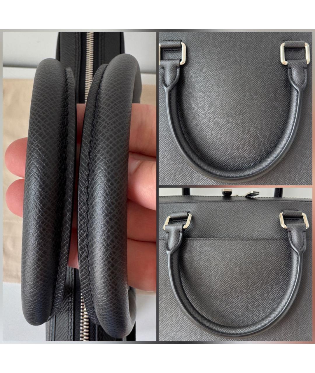 LOUIS VUITTON Черный кожаный портфель, фото 8