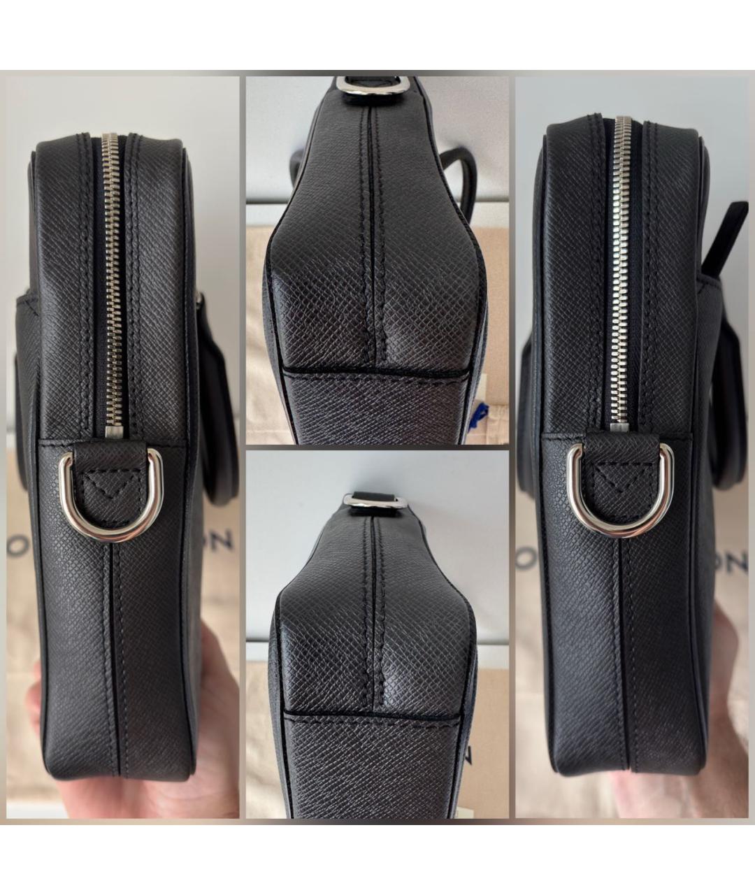 LOUIS VUITTON Черный кожаный портфель, фото 5