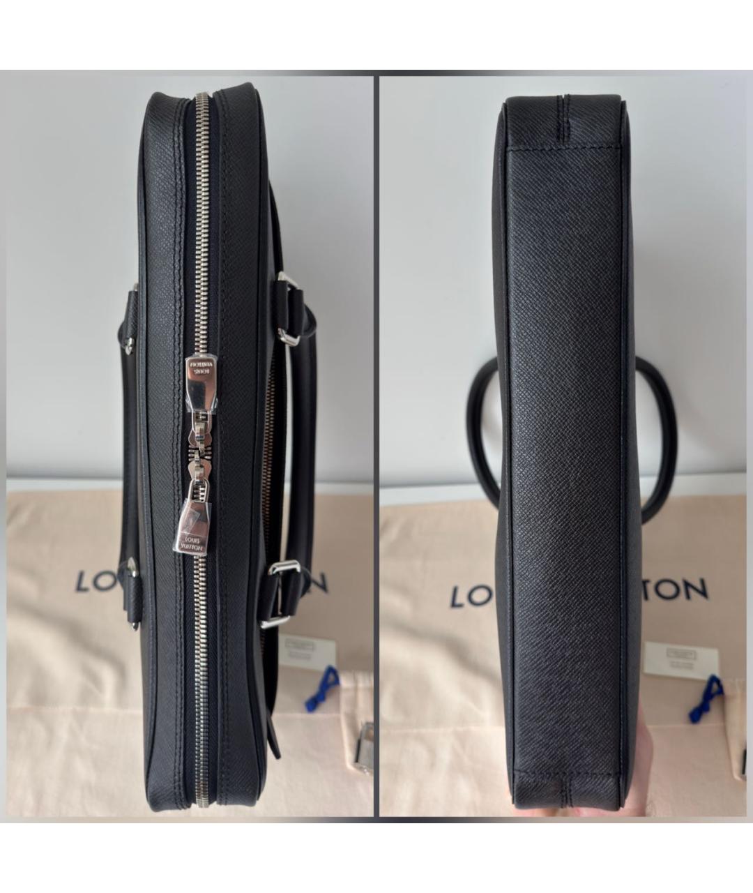 LOUIS VUITTON Черный кожаный портфель, фото 4
