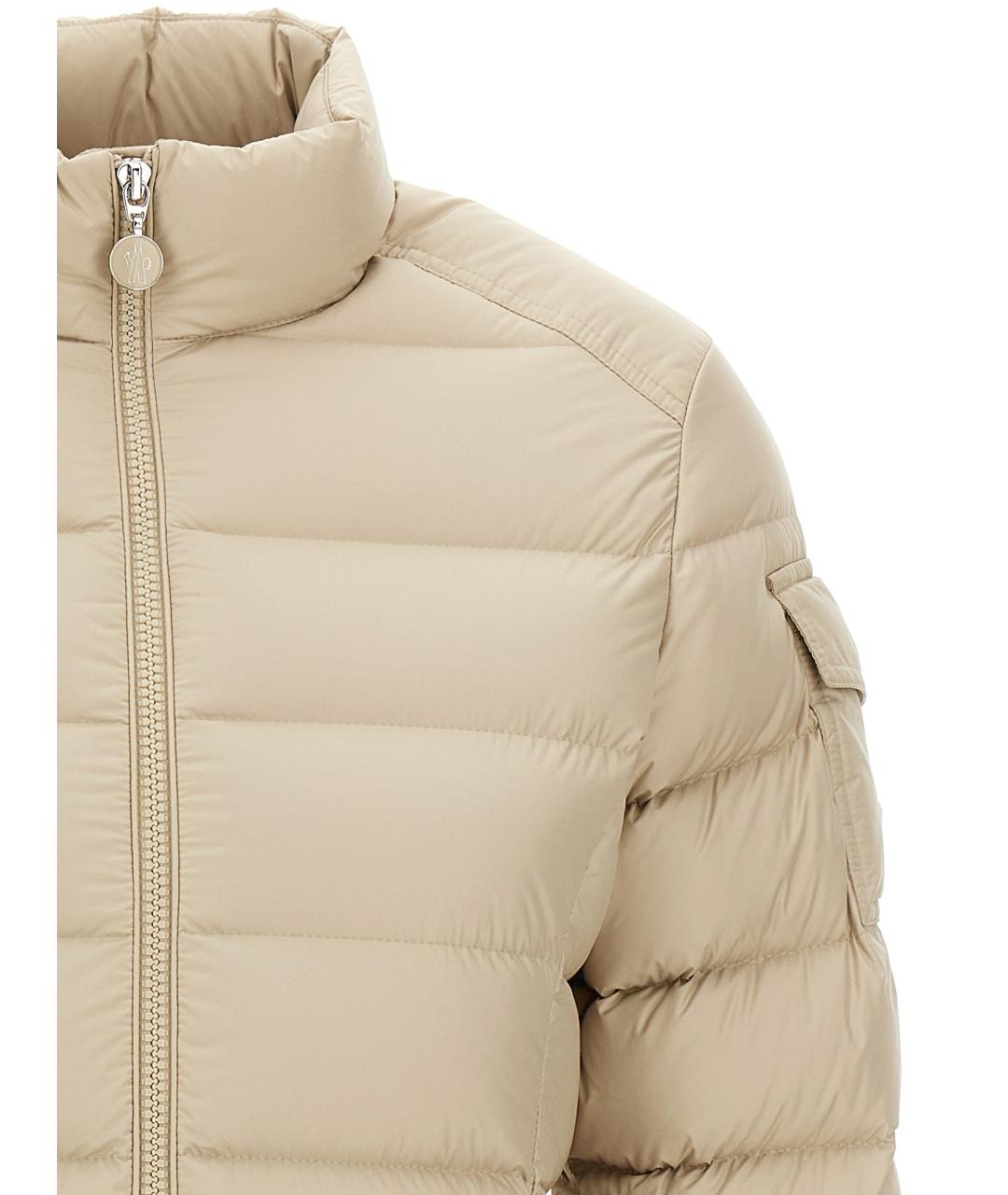 MONCLER Бежевая полиэстеровая куртка, фото 3