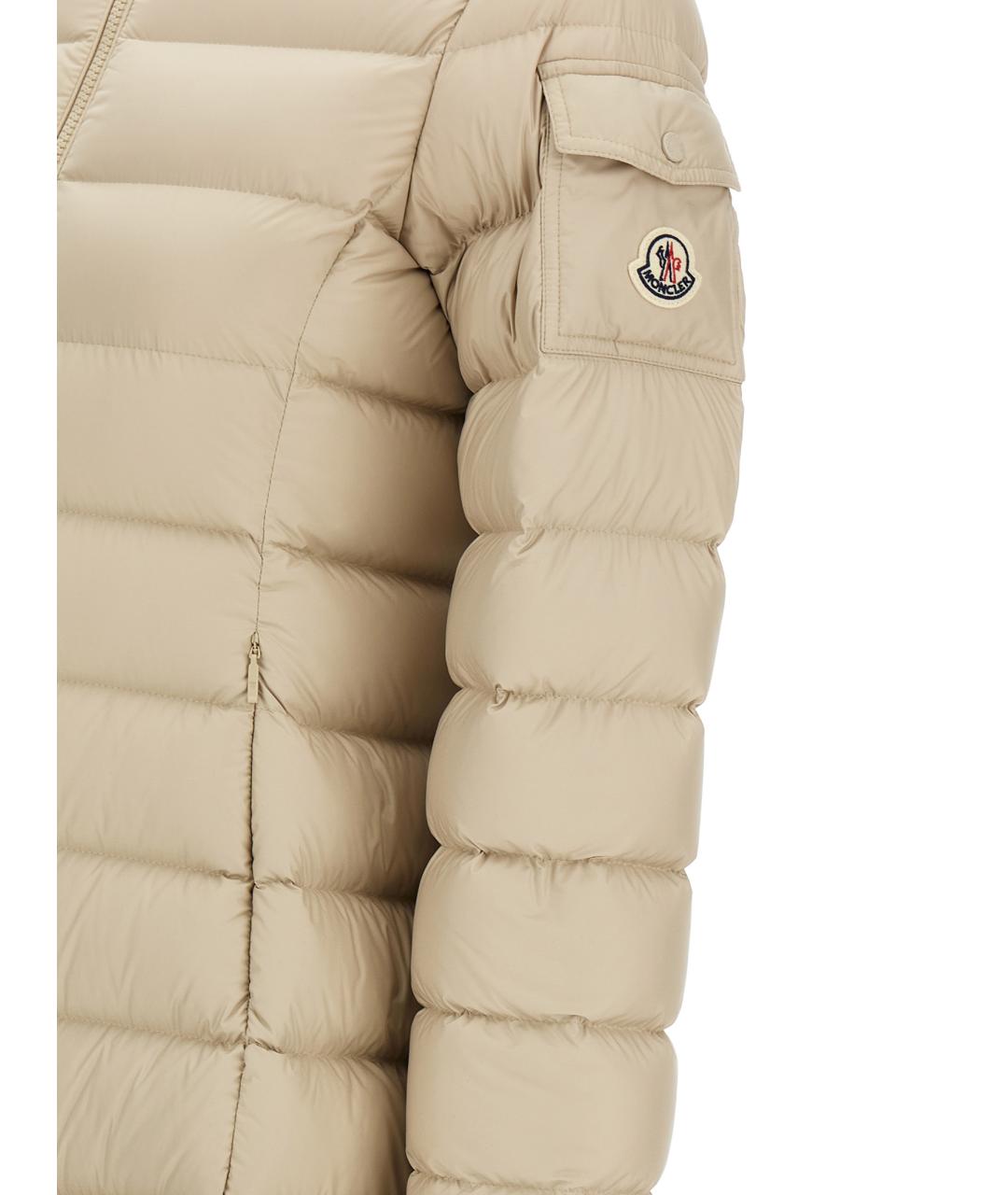 MONCLER Бежевая полиэстеровая куртка, фото 4