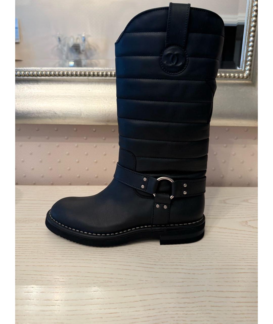 CHANEL Черные кожаные сапоги, фото 8
