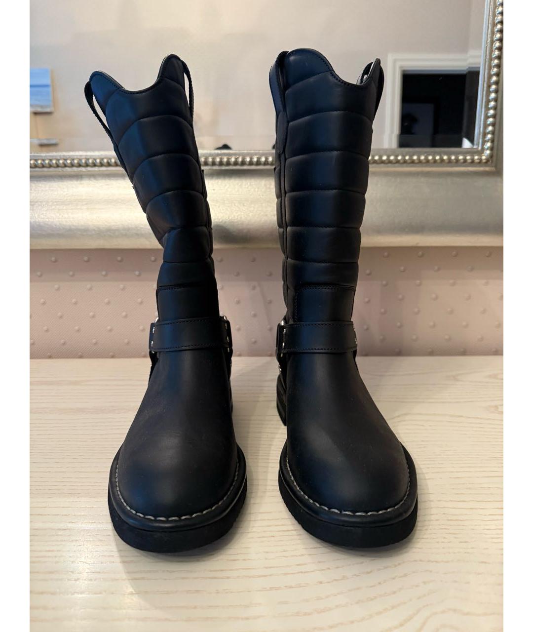 CHANEL Черные кожаные сапоги, фото 2