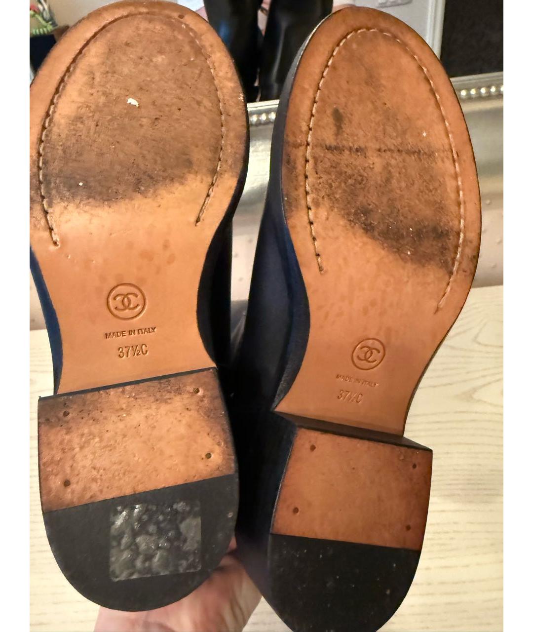 CHANEL Черные кожаные полусапоги, фото 4