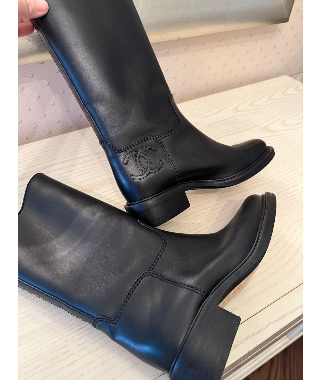 CHANEL Черные кожаные полусапоги, фото 3