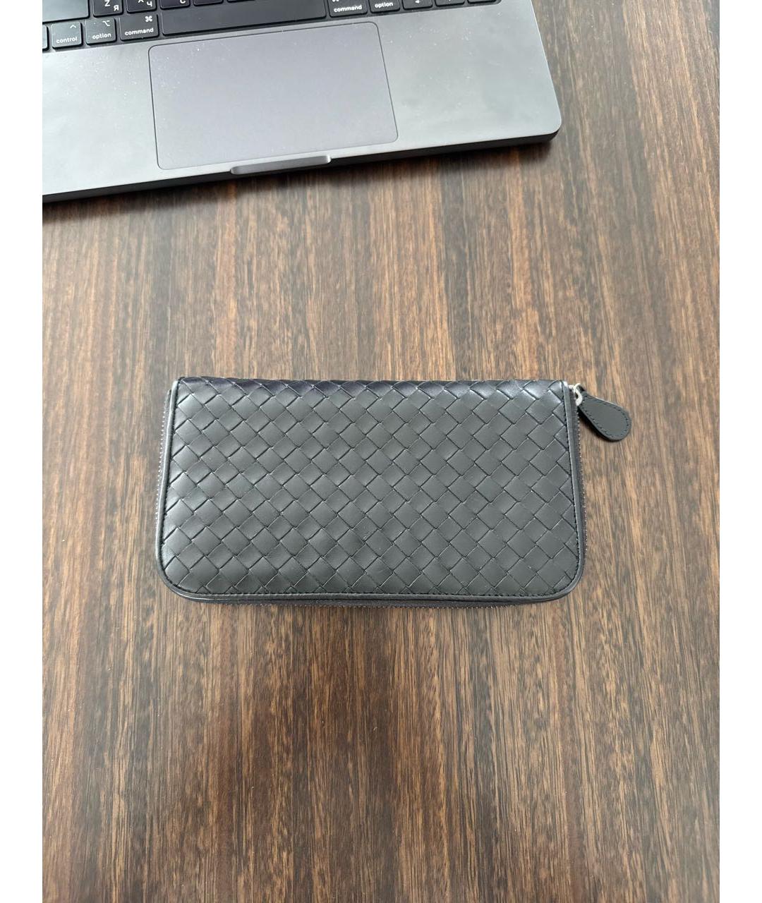 BOTTEGA VENETA Черный кожаный кошелек, фото 4