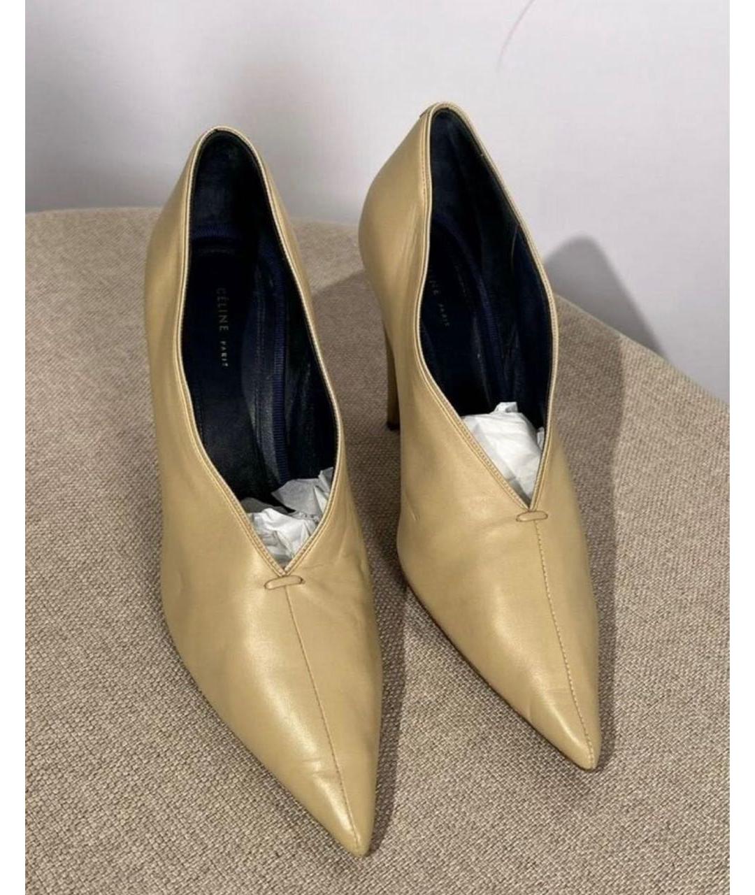 CELINE Бежевые кожаные туфли, фото 2